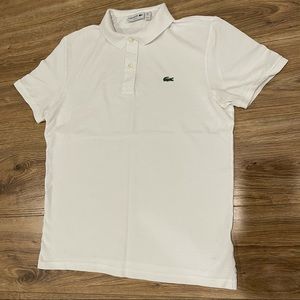 Men’s White Lacoste Slim Fit Polo (Size: L)